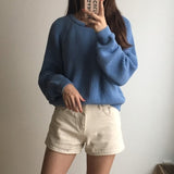 Pull à tricoter pour femmes avec col rond