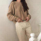 Pull à tricoter pour femmes avec col rond