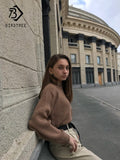 Pull à tricoter pour femmes avec col rond